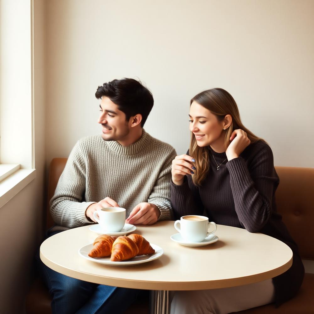 Café et croissants en boutique